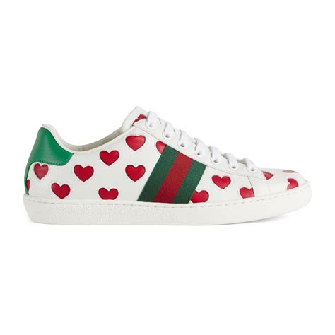 gucci ace pierced heart sneakers|Gucci ace sneakers floral.